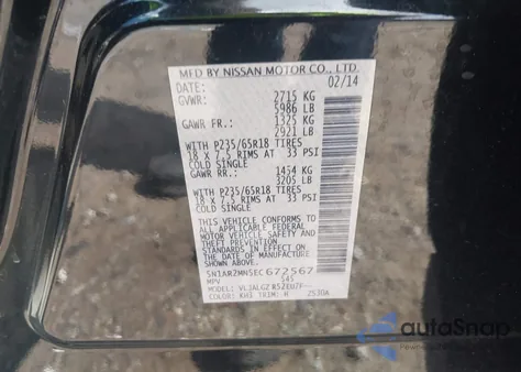 2014 Nissan Pathfinder Sl from USA, damaged, VIN 5N1AR2MN5EC672567